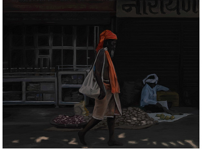 Varanasi digital paint illustration oleo