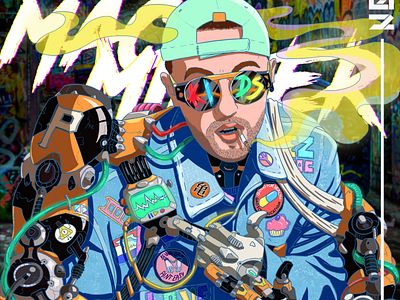 Mac miller character design illustration illustrator photoshop smoke