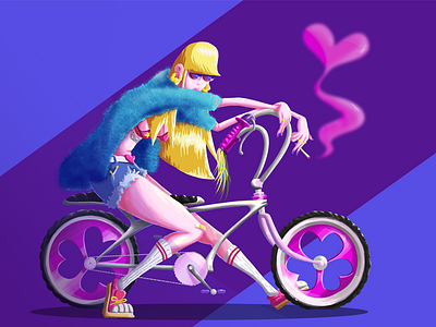 Chilling Like a Loving Villian bicycle bike blunt chick drawing girl heart illustration lowrider photoshop smoke