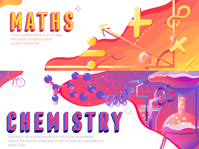 Maths & Chemistry atom banner chemistry chmist design education flask graphs maths plus sum