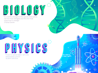 Biology & Physics atom biology design dna gears gradients physics rocket spaceship
