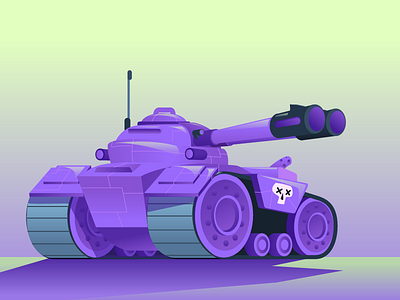 Purple battle tank battle cannon design illustration purple tank