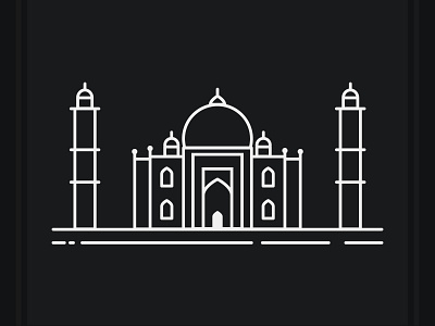 Taj Mahal building design icon illustration india line art taj mahal vector wonders