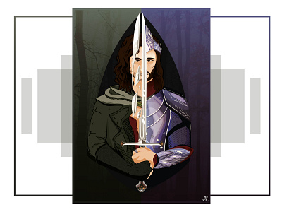 Character study - Aragorn LOTR aragorn cartoon characters conceptart design dual fantasy illustration king lotr sword tolkien vector