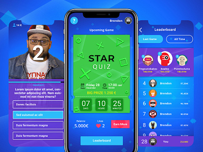 Live Quiz Game Screens | UI / UX | 2019 app challenge daily ui design game graphic design live mobile quiz quiz game ui ux