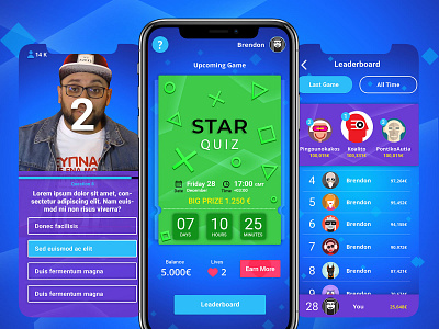 Live Quiz Game Screens | UI / UX | 2019