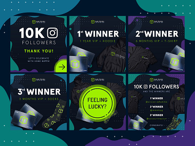 HTB - Social Media 2020 - 10K Instagram Contest 10k contest cyber cybersecurity ethical hacking facebook hack the box hackers hoodie htb instagram social media swag thank you tshirt winners
