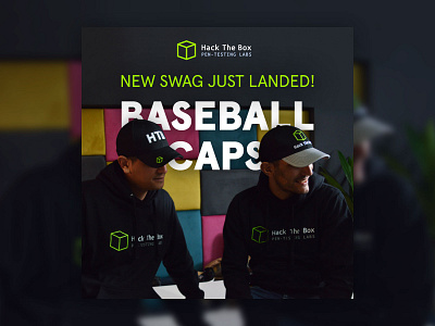 HTB - Social Media 2020 - Swag - Baseball Caps 🧢 branding caps cyber cybersecurity design ethical hacking graphic design hack the box hacking hoodie htb merch merchandise post social media store swag