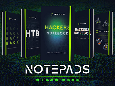 Notepads | HTB | 2020 ambassador branding cybersecurity daily ui design graphic design hacker hacking notebook notepad swag