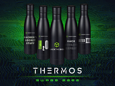 Thermos | HTB | 2020 branding cyber cybersecurity daily ui design graphic design hacker hacking merch security social media swag thermos