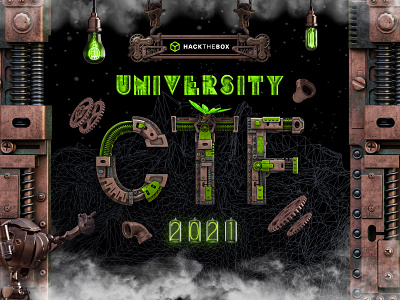 University CTF 2021 | HTB | Logo branding ctf cybersecurity daily ui design event fantasy hacker hacking logo robot robotic steampunk tech technology theme university
