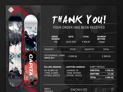 #017 Email Receipt challenge daily ui order receipt snowboard ui web design