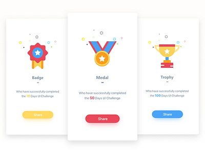 Daily Ui-Day#07-Onboarding badge cards images mbe medal onboarding share trophy