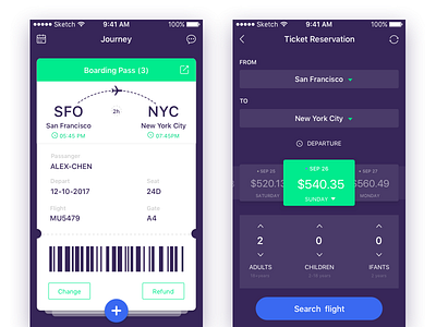 Daily Ui-Day#13 Boarding Pass airline airplane app boarding flight ios pass ui