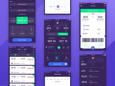 Concept Boarding Pass1.0 airline airplane app boarding book date flight ios pass ui