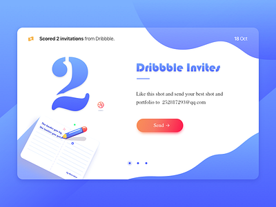 Two Dribbble Invites-2 draft dribbble invitation invites notes player portfolio shot