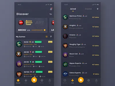 Texas Hold'em-Discover/Clubs app clubs discover holdem poker texas ui ux
