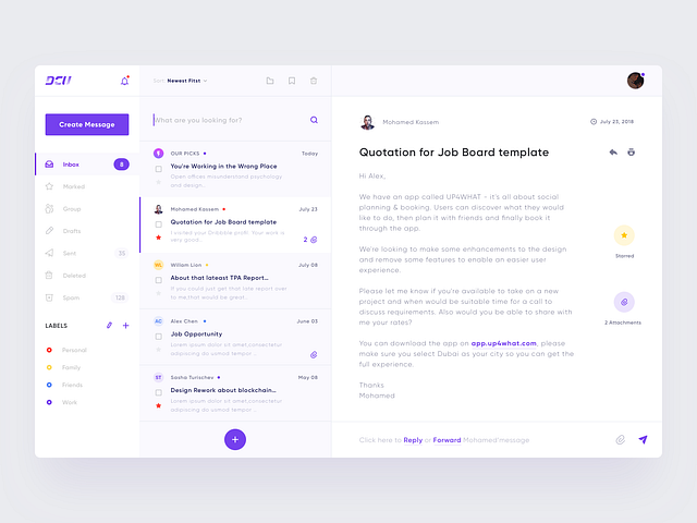 📮Email Client Dashboard by CJ for DCU on Dribbble