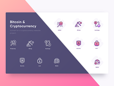 Bitcoin & Cryptocurrency Icons bitcoin bitcoin services cryptocurrency exchange icons lock minning security wallet website