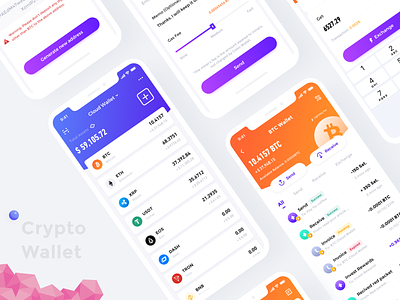 Crypto Wallet 3 app assets btc crypto crypto currency interface transactions ui wallet
