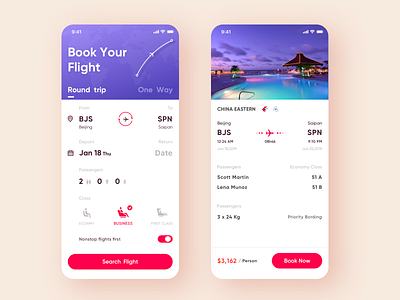 ✈️Travel app concept app flight flight booking ios mobile ui round trip ui