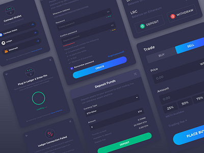 Dark UI Design System Components account buttons components crypto dashboard deposit inputs ui user interface wallet