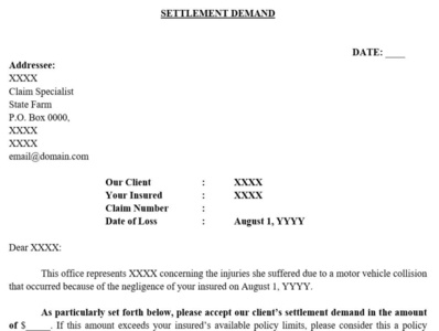 Sample Settlement Demand Letter - Medico Legal Request LLC by Medico ...