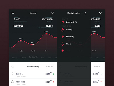 Finance App app design chart credit fincance app glass ui glowing management pink and black