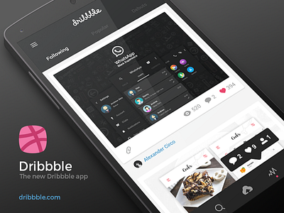Dribbble App Design app design black dribbble dribbble app icon ui