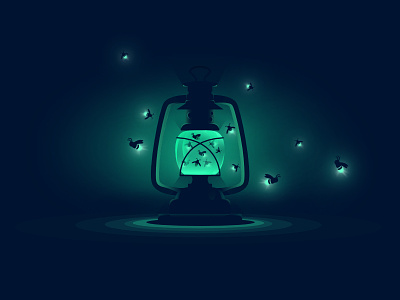 Fireflies in an oil lamp fireflies lamp light oil lamp