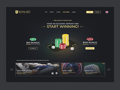 Royal.bet Webpage casino gambling games illustration playing cards poke poker chips slots
