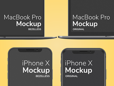 iPhone X MacBook Pro Mockup Bezelless