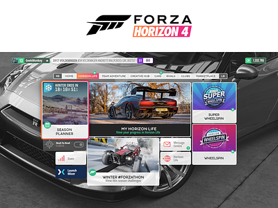 Forza Horizon 4 UI Without Flat Design for fun forza horizon 4 game design game interface game ui redesign ui