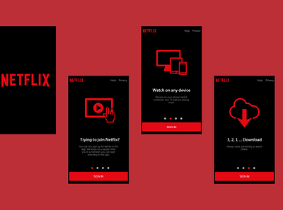 Netflix App On-baording Screen adobe xd app design app designs application ui design design mobile app mobile app design ui ux ui ui designer