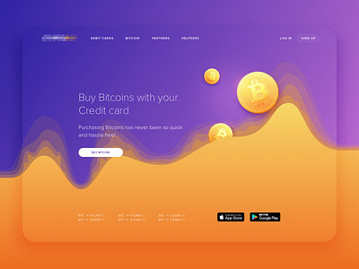 Promo page bitcoin colorful gradient illustration landing orange page promo purple shapes web