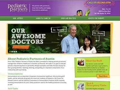 Pediatric Partners Website austin design fun partners pediatric photography website whimsical whimsy