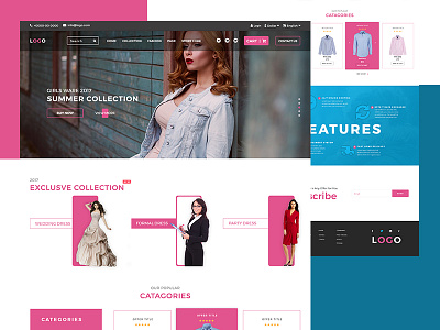 E-commerce Template Concept Page : 1 clothing e commerce template fashion home page ui ux visual design web design