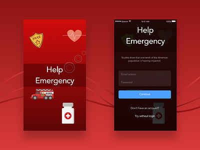Help Emergency | Splash Screen & Login Screen app application emergency fire service help hospital medical medicine security ui ux