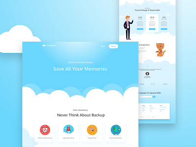 Cloudycat | Cloud Data Storage Concept freebie app colour creative design freebie google illustration minimal template typography ui ux web