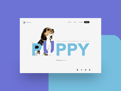 Puppy animal apple color dog future google header minimal puppy shelter typography ui