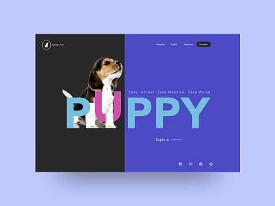 Puppy version animal apple color dog future google header minimal puppy shelter typography ui