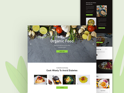 Organic Food colour food green meal minimal order organic restaurant typography ui ux web