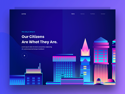 CITYX aziz city clean color design experience gradient illustration isometric profile