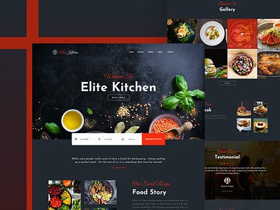 Elite Kitchen | Restaurant Web UI Design animaiton app color colour concept creative design food gif interaction minimal prototype restaurant story template typography ui ux visual web