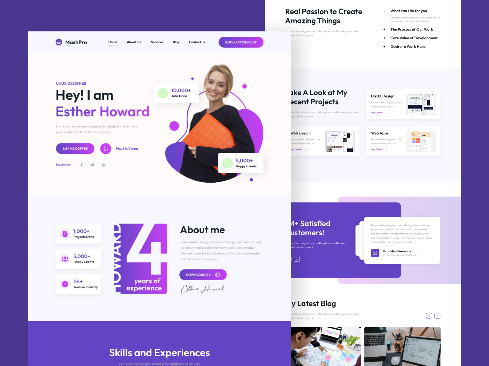 Resume website design by Masud on Dribbble