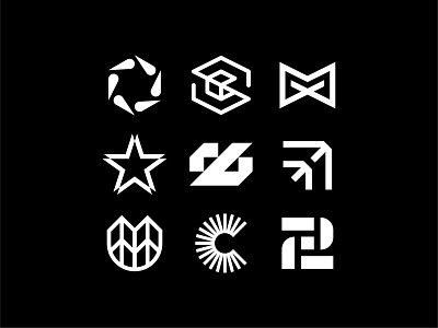 Logo Poster arrows building circle cube digital geometric geometry icom illustration logo logomark mark media minimal numbers poster star symbol type typography