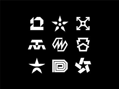 Logo Collection Poster construction digital geometric geometry icon letters lines logo logomark mark media minimal numbers poster retro shape star symbol type typography