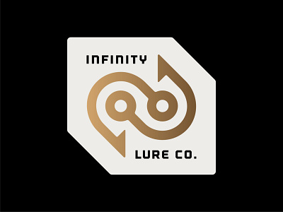 Infinity Lure Co. Logo angles badge brand branding digital fish fishing hook icon identity industrial infinity logo mark media minimal modern outdoors patch symbol