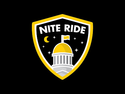 University of Iowa Nite Ride badge black branding capitol gold illustration iowa logo night stars university of iowa vector