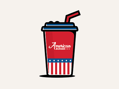 American Burger Cup america branding cup drink food halftone icon identity illustration logo texture usa